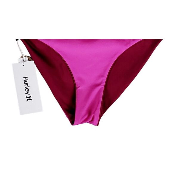 New Hurley Bikini Swim Bottom Size XL Moderate Coverage Pink Reversible Beach - Picture 4 of 10